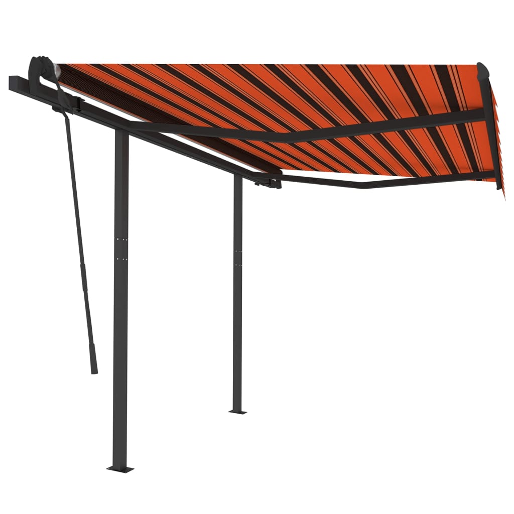 Gelenkarmmarkise Automatisch mit Pfosten 3,5x2,5 m Orange Braun