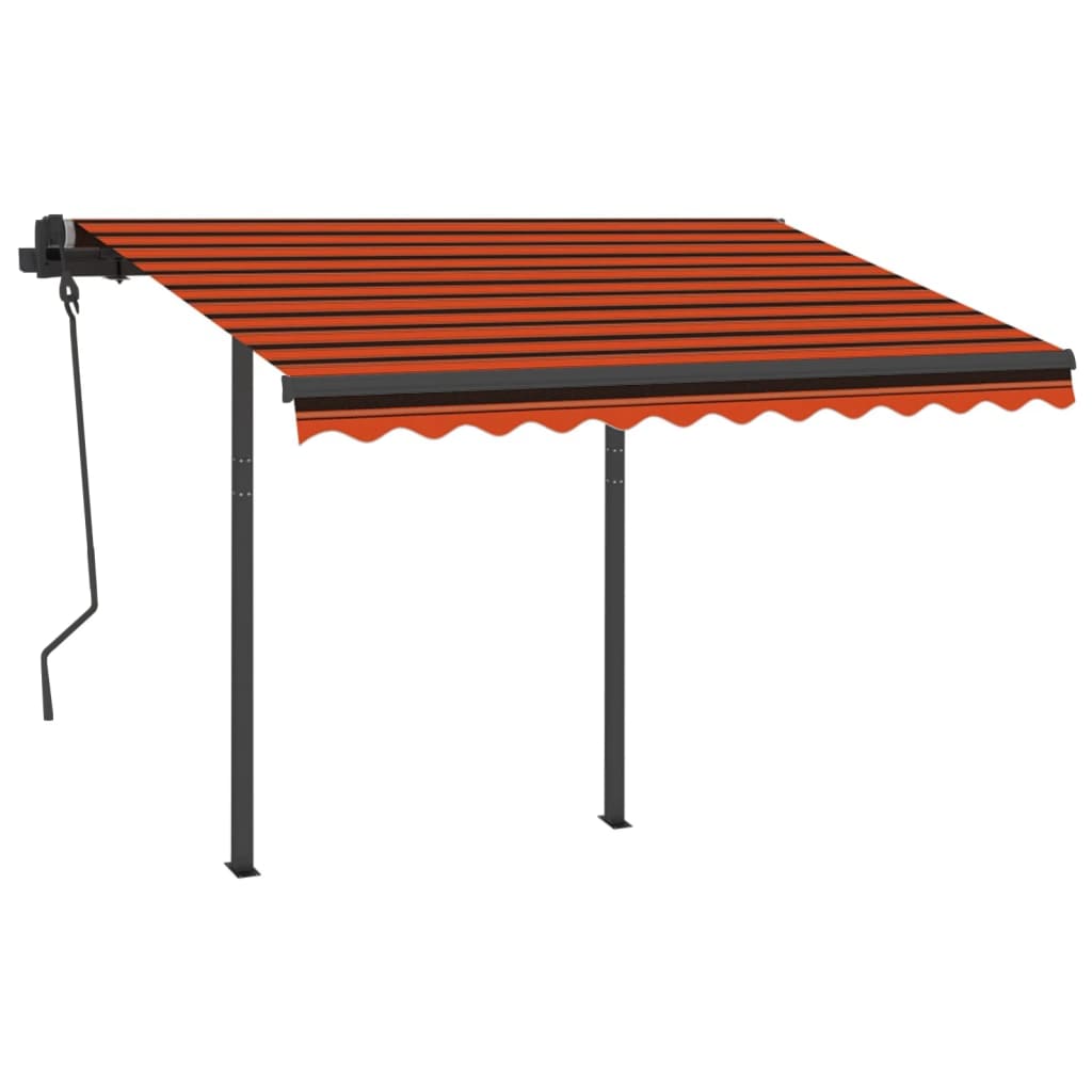 Gelenkarmmarkise Automatisch mit Pfosten 3,5x2,5 m Orange Braun