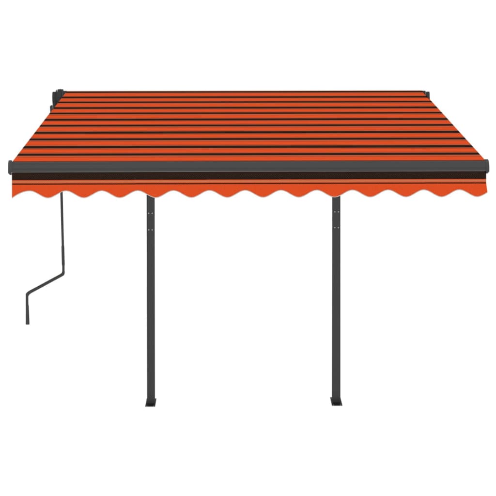 Gelenkarmmarkise Automatisch mit Pfosten 3,5x2,5 m Orange Braun