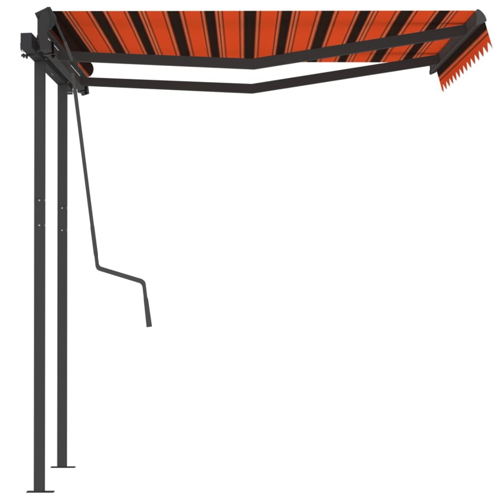 Gelenkarmmarkise Automatisch mit Pfosten 3,5x2,5 m Orange Braun