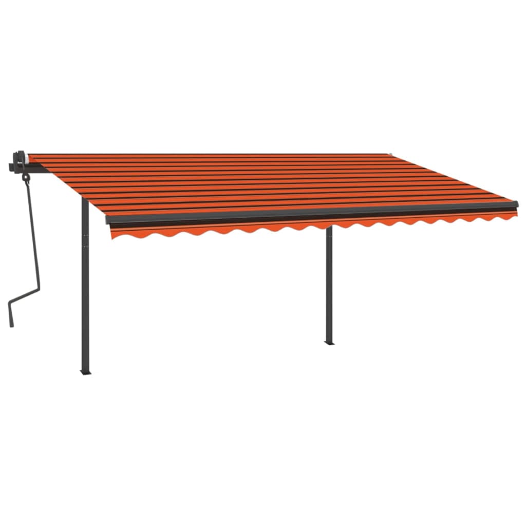 Gelenkarmmarkise Einziehbar mit Pfosten 4x3 m Orange und Braun