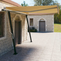 Thumbnail for Gelenkarmmarkise Automatisch mit Pfosten 4x3 m Gelb und Weiß