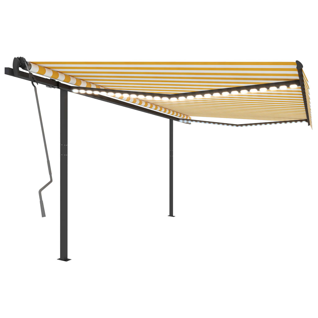 Automatische Markise mit LED & Windsensor 4x3 m Gelb & Weiß