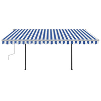 Thumbnail for Gelenkarmmarkise Einziehbar mit LED 4,5x3 m Blau und Weiß