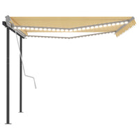 Thumbnail for Gelenkarmmarkise Einziehbar mit LED 4,5x3 m Gelb und Weiß