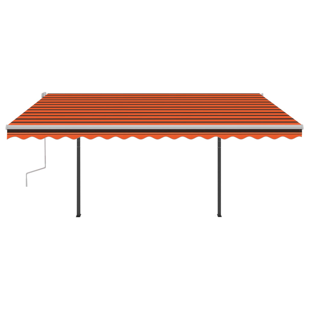 Gelenkarmmarkise Einziehbar mit LED 4,5x3 m Orange und Braun