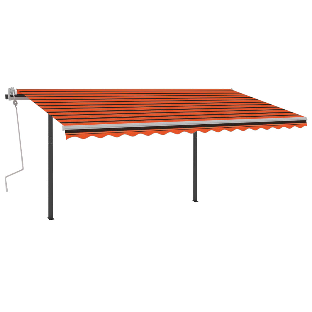 Gelenkarmmarkise Automatisch mit Pfosten 4,5x3 m Orange & Braun