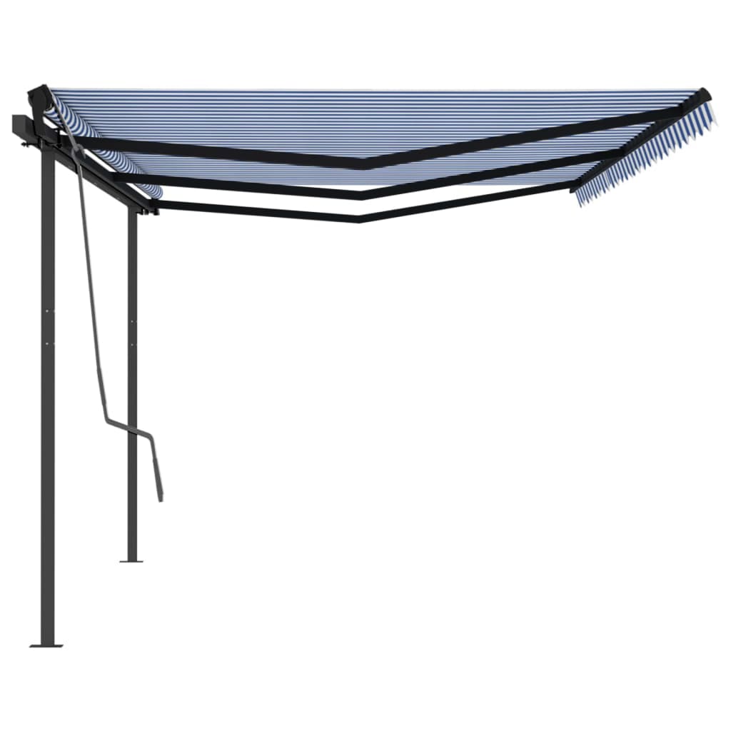 Gelenkarmmarkise Automatisch mit Pfosten 6x3 m Blau & Weiß