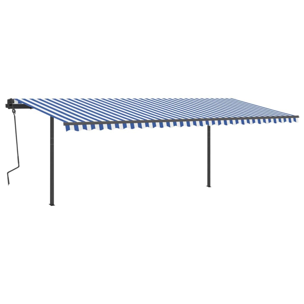 Gelenkarmmarkise Automatisch mit Pfosten 6x3 m Blau & Weiß