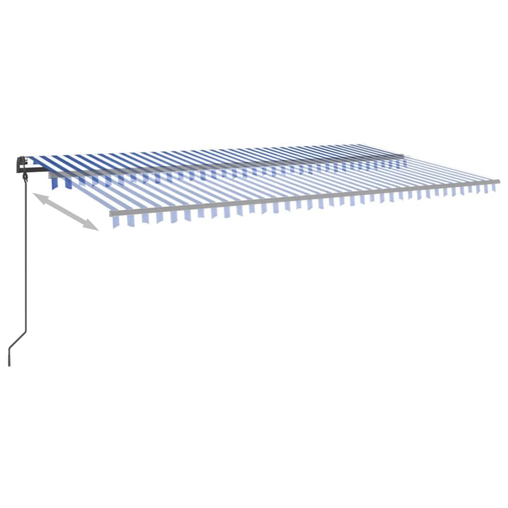 Gelenkarmmarkise Automatisch mit Pfosten 6x3 m Blau & Weiß
