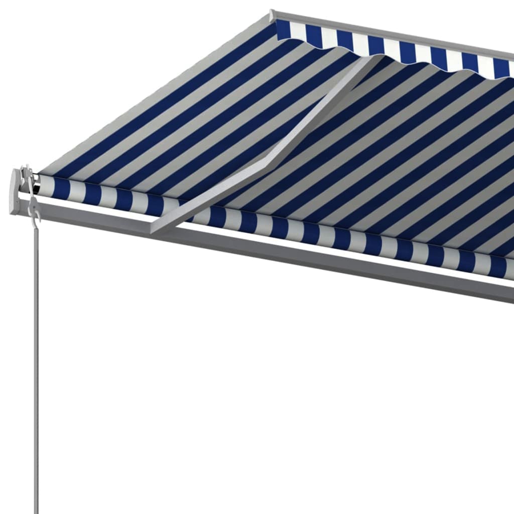 Gelenkarmmarkise Automatisch mit Pfosten 6x3 m Blau & Weiß