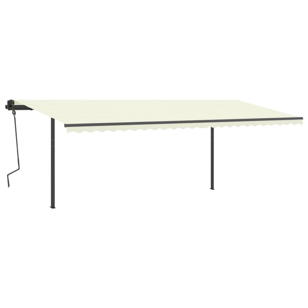 Gelenkarmmarkise Automatisch mit Pfosten 6x3 m Cremeweiß