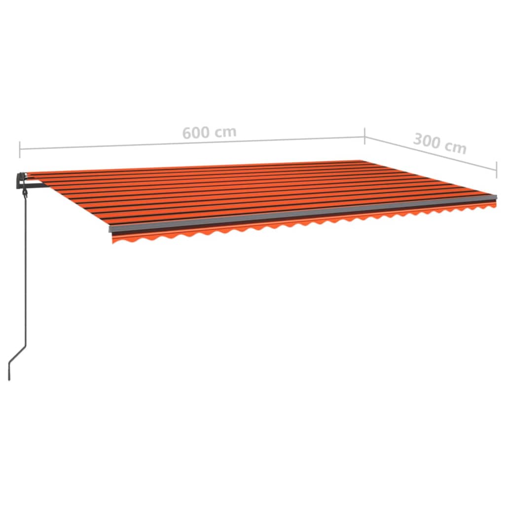 Gelenkarmmarkise Automatisch mit Pfosten 6x3 m Orange und Braun