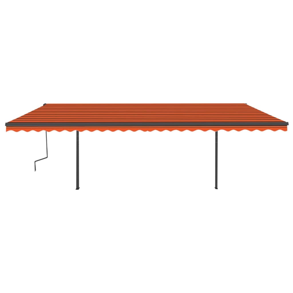 Gelenkarmmarkise Automatisch mit Pfosten 6x3 m Orange und Braun
