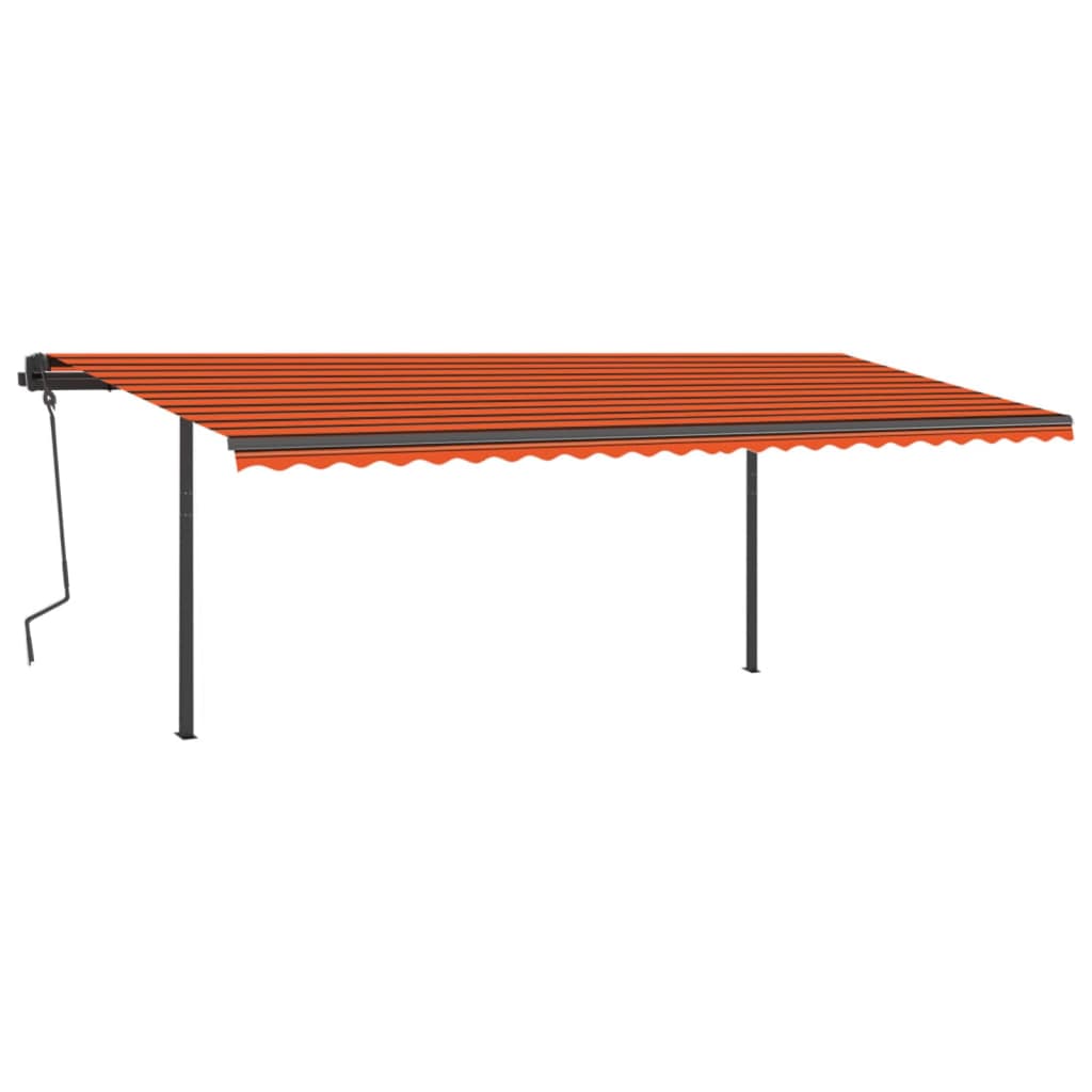 Gelenkarmmarkise Automatisch mit Pfosten 6x3 m Orange und Braun