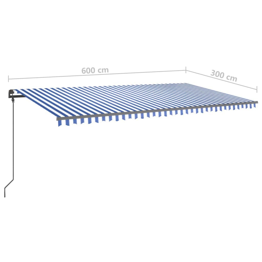 Automatische Markise mit LED & Windsensor 6x3 m Blau & Weiß