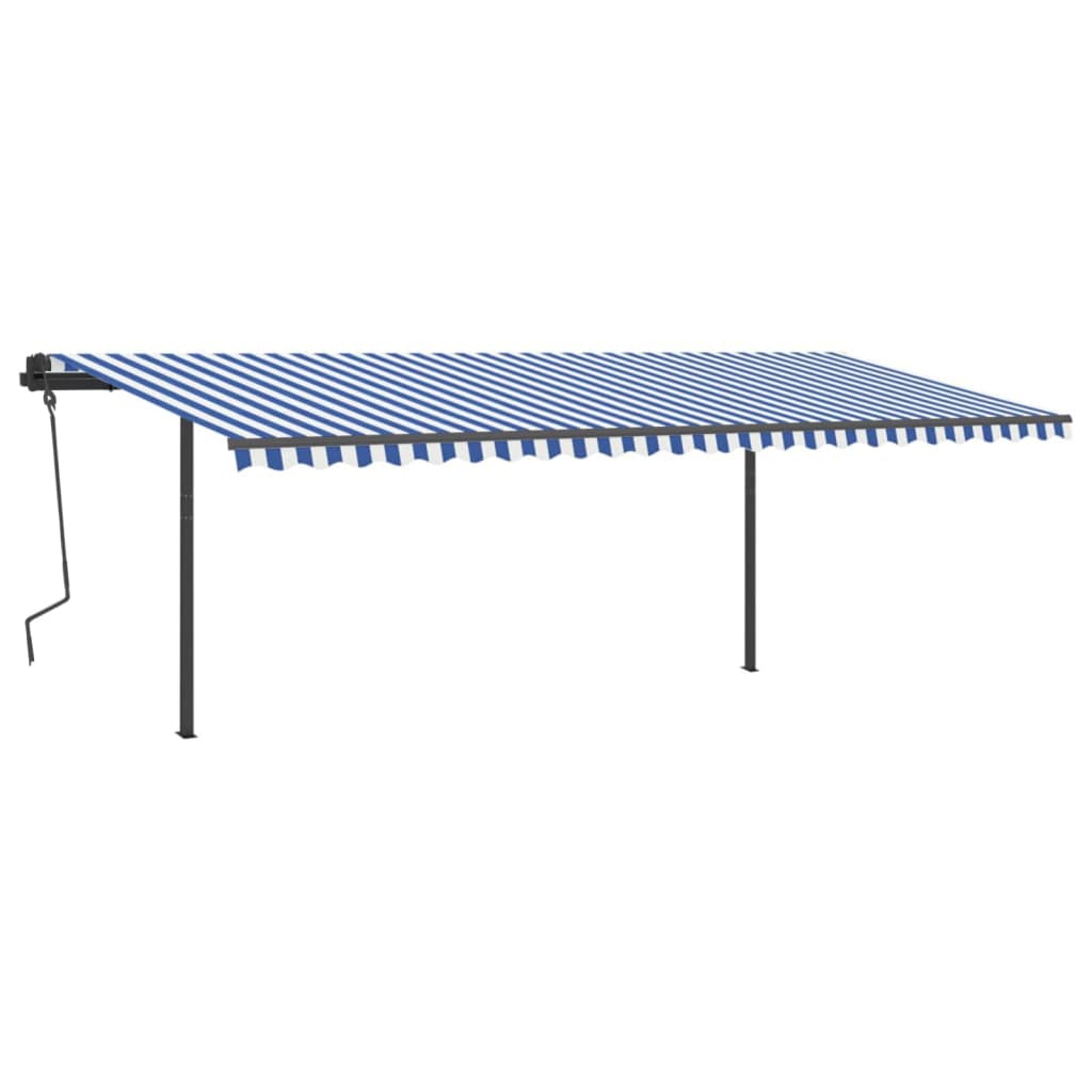 Automatische Markise mit LED & Windsensor 6x3 m Blau & Weiß