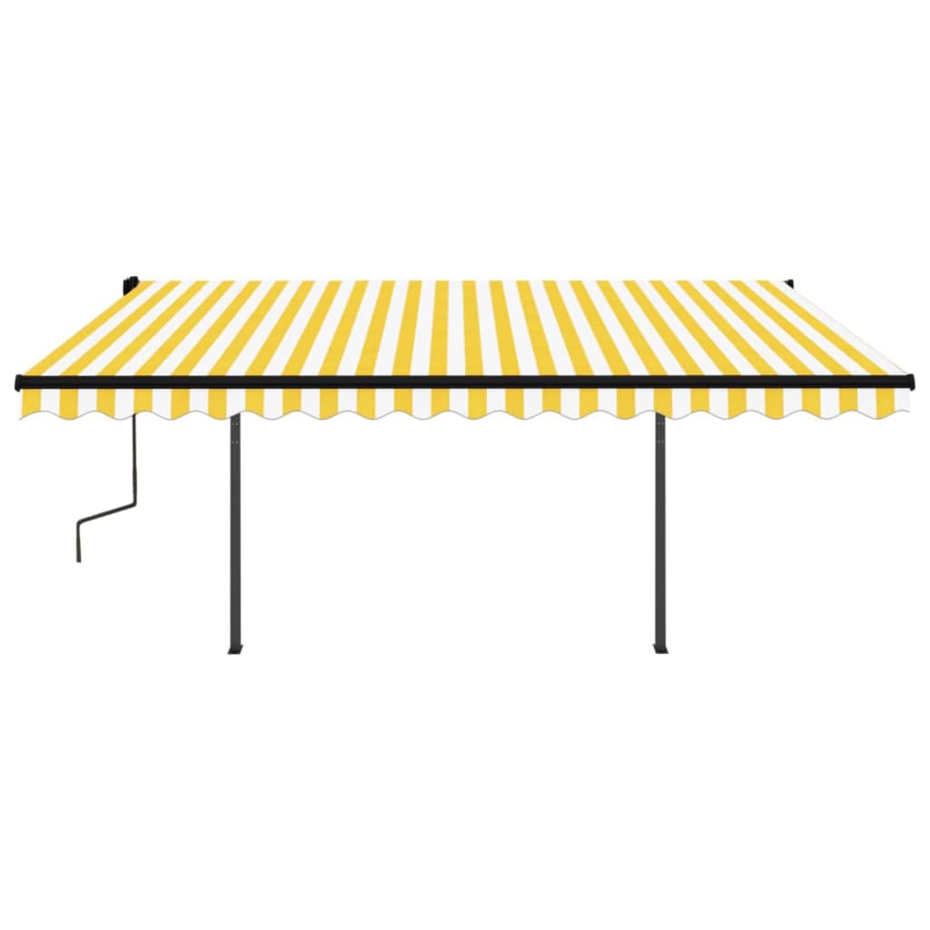 Gelenkarmmarkise Einziehbar mit Pfosten 4x3,5 m Gelb & Weiß