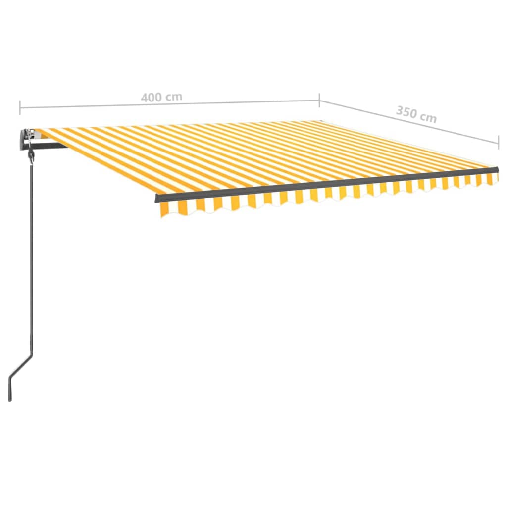 Gelenkarmmarkise Einziehbar mit Pfosten 4x3,5 m Gelb & Weiß