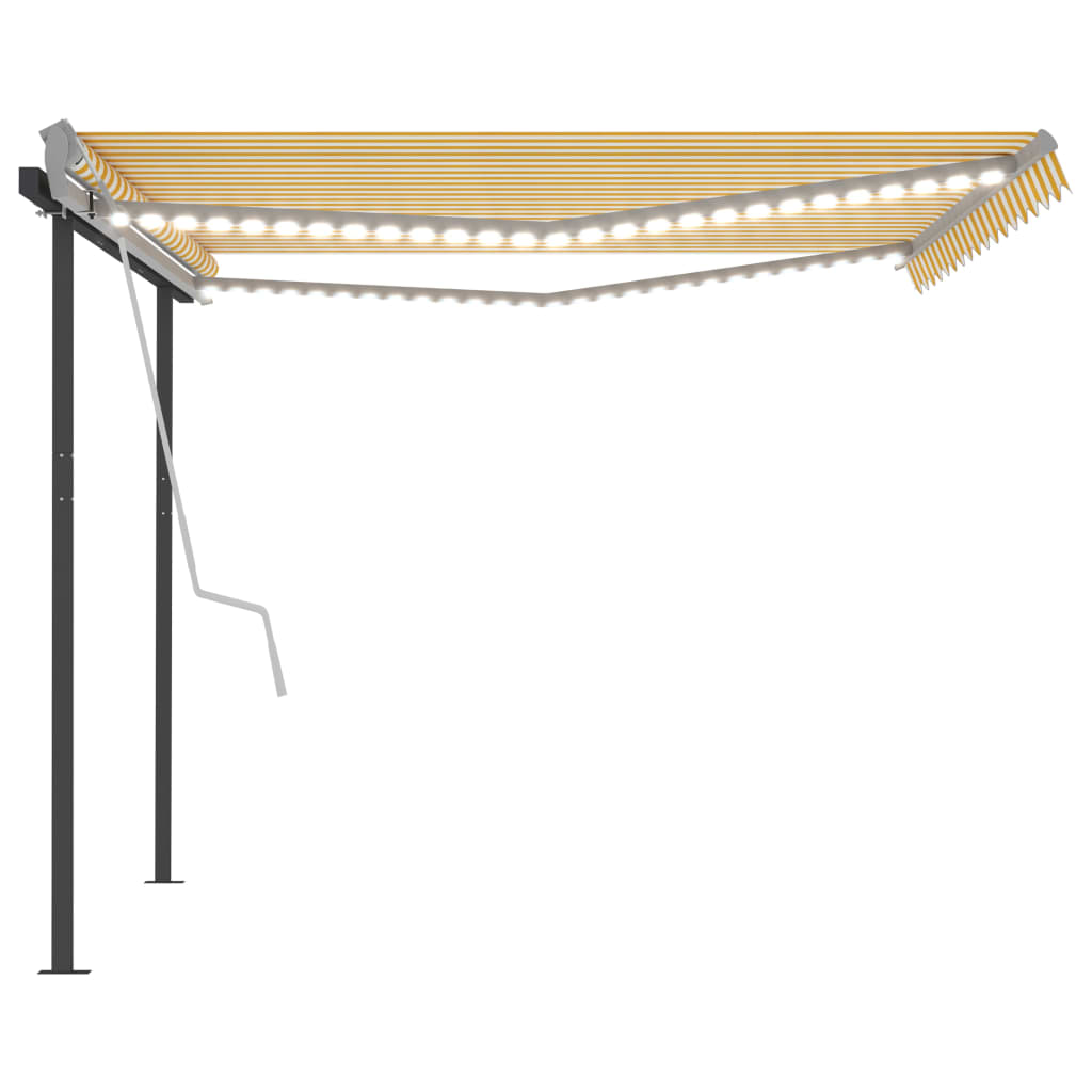 Gelenkarmmarkise Einziehbar mit LED 4x3,5 m Gelb & Weiß