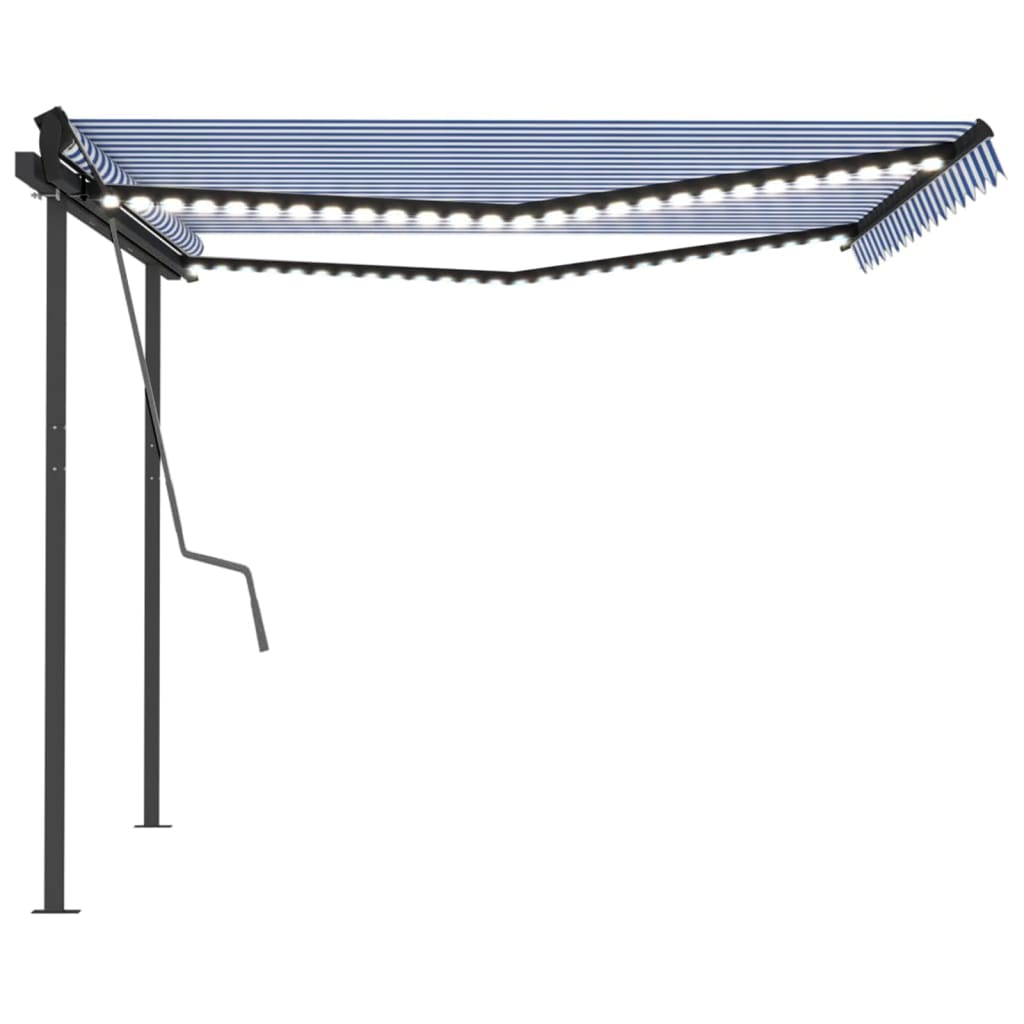 Automatische Markise mit LED & Windsensor 4x3,5 m Blau & Weiß