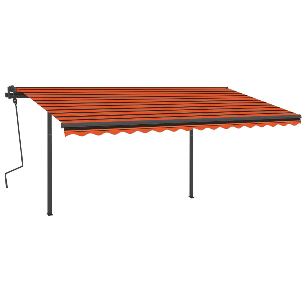 Gelenkarmmarkise Automatisch mit Pfosten 4,5x3,5 m Orange Braun