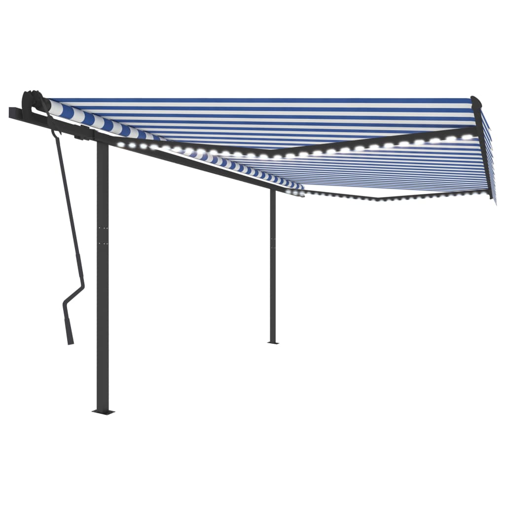 Automatische Markise mit LED & Windsensor 4,5x3,5 m Blau & Weiß