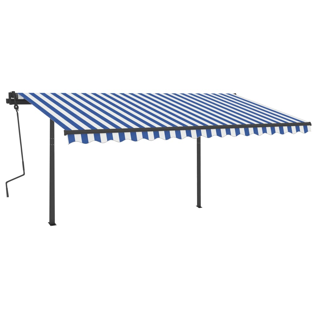 Automatische Markise mit LED & Windsensor 4,5x3,5 m Blau & Weiß
