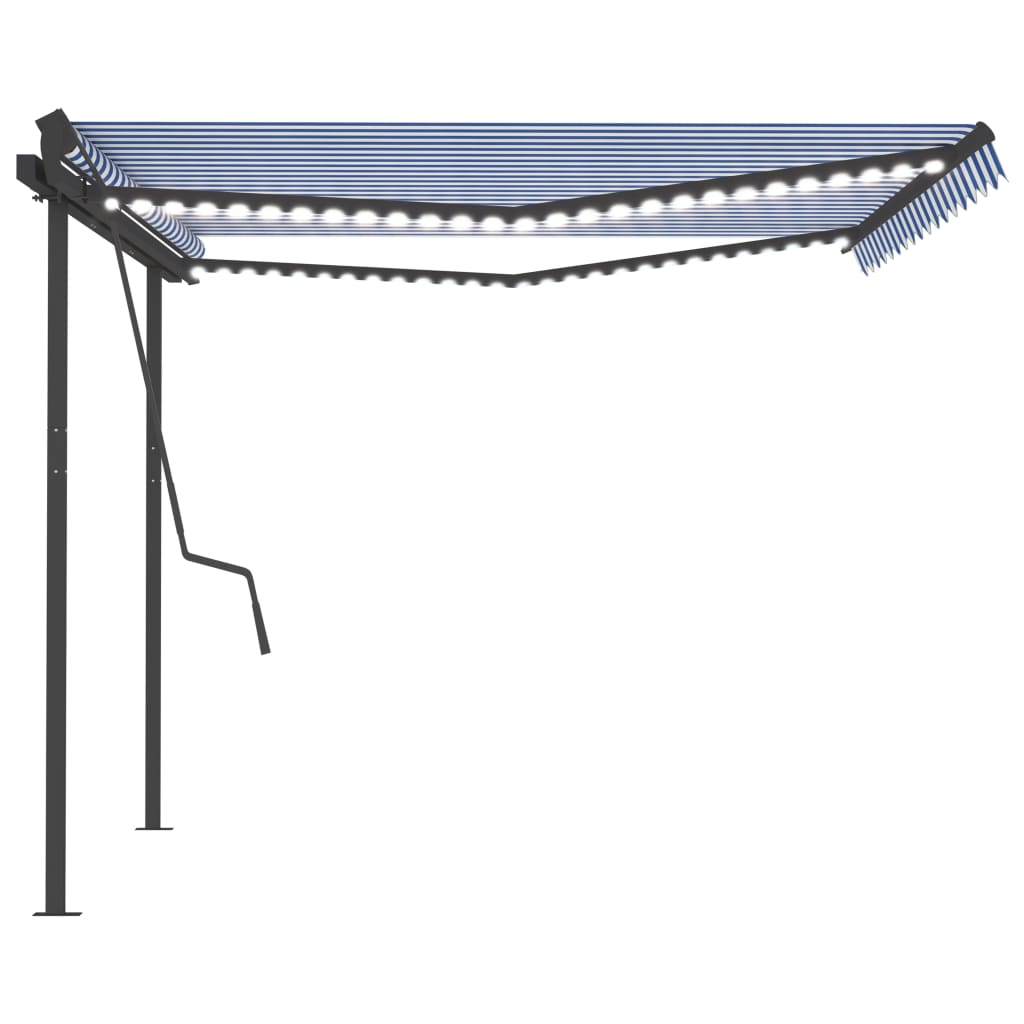 Automatische Markise mit LED & Windsensor 4,5x3,5 m Blau & Weiß