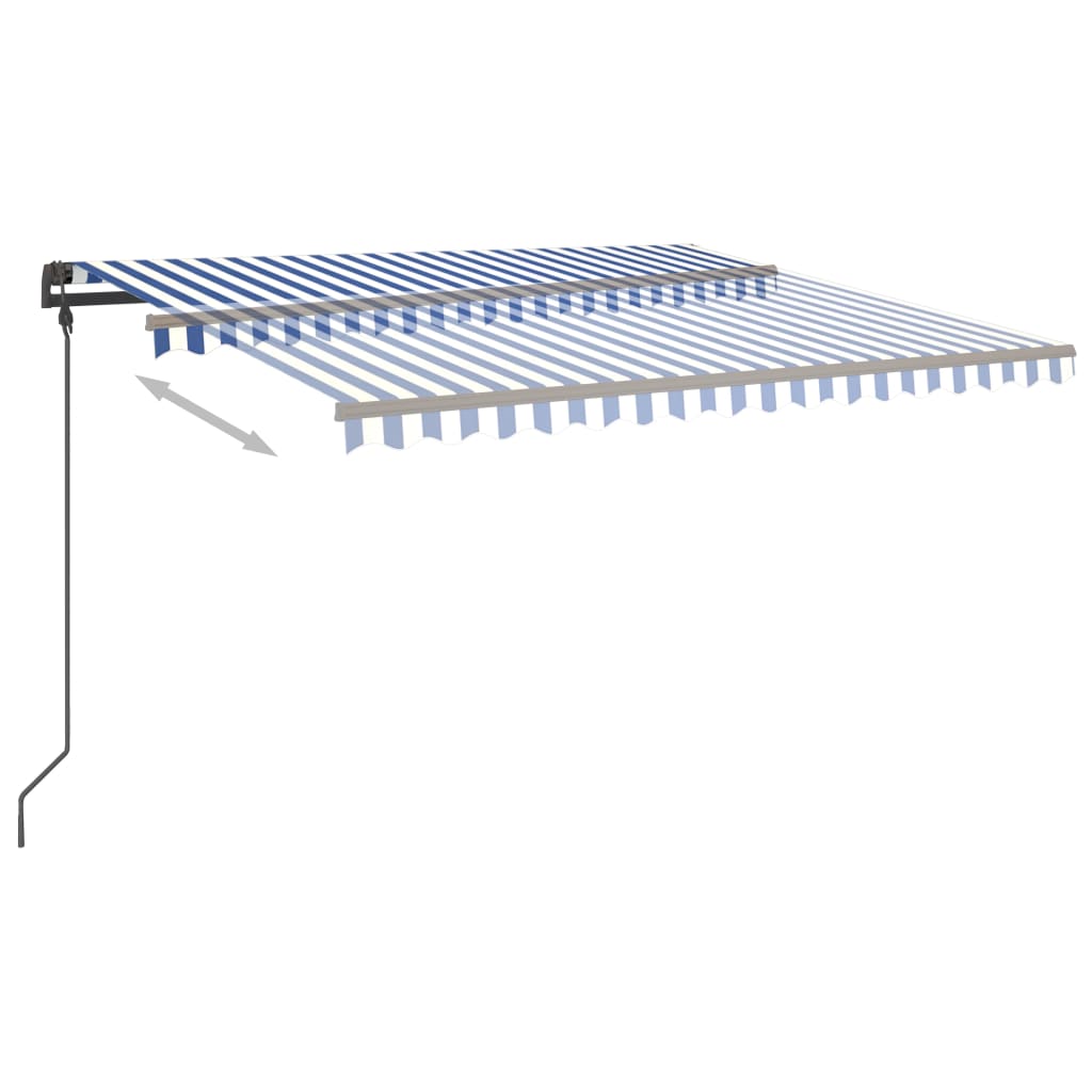Automatische Markise mit LED & Windsensor 4,5x3,5 m Blau & Weiß