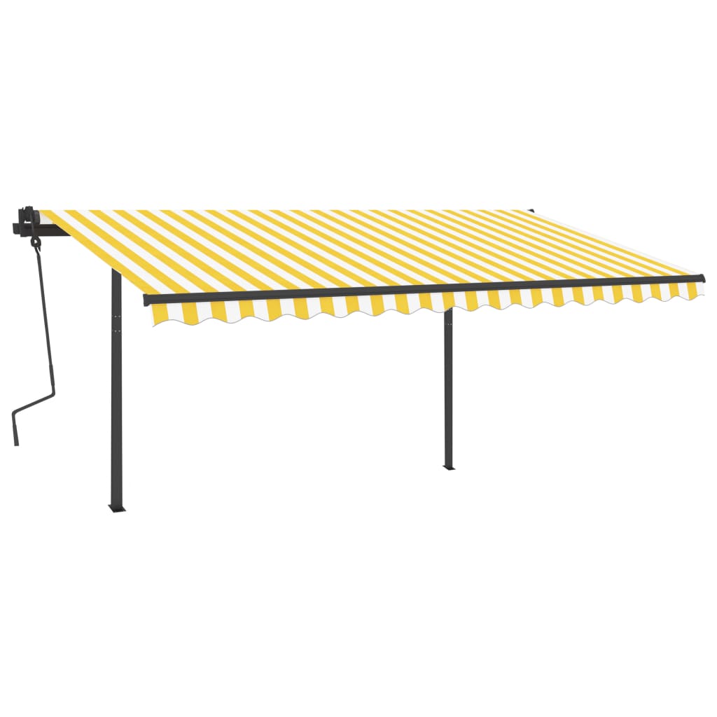 Automatische Markise mit LED & Windsensor 4,5x3,5 m Gelb & Weiß