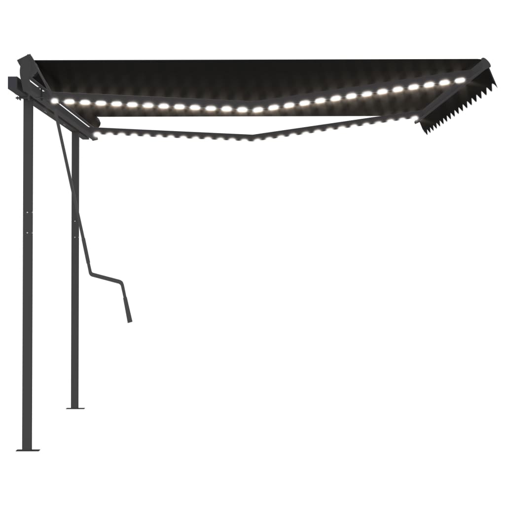 Automatische Markise mit LED & Windsensor 4,5x3,5 m Anthrazit