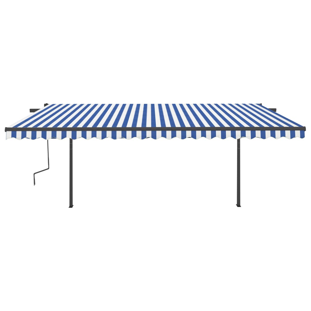 Gelenkarmmarkise Automatisch mit Pfosten 5x3,5 m Blau und Weiß