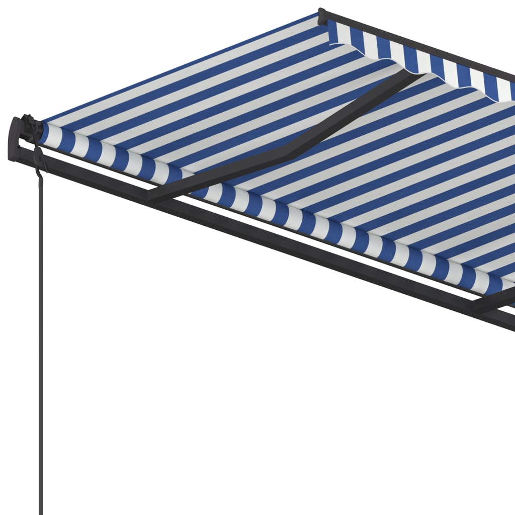 Gelenkarmmarkise Automatisch mit Pfosten 5x3,5 m Blau und Weiß
