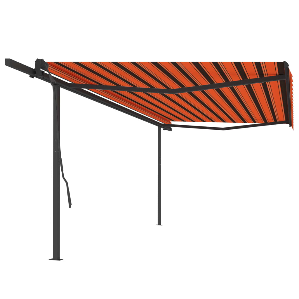 Gelenkarmmarkise Automatisch mit Pfosten 5x3,5 m Orange Braun