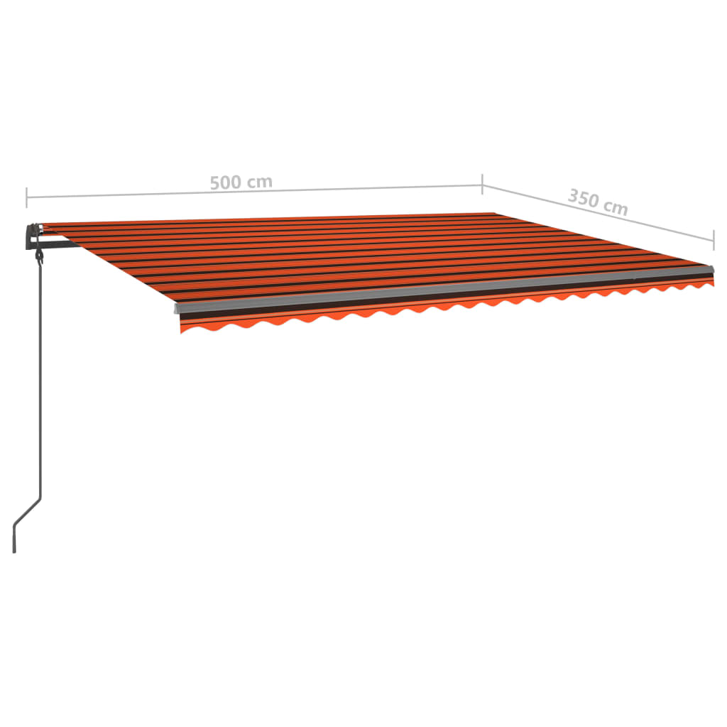 Gelenkarmmarkise Automatisch mit Pfosten 5x3,5 m Orange Braun
