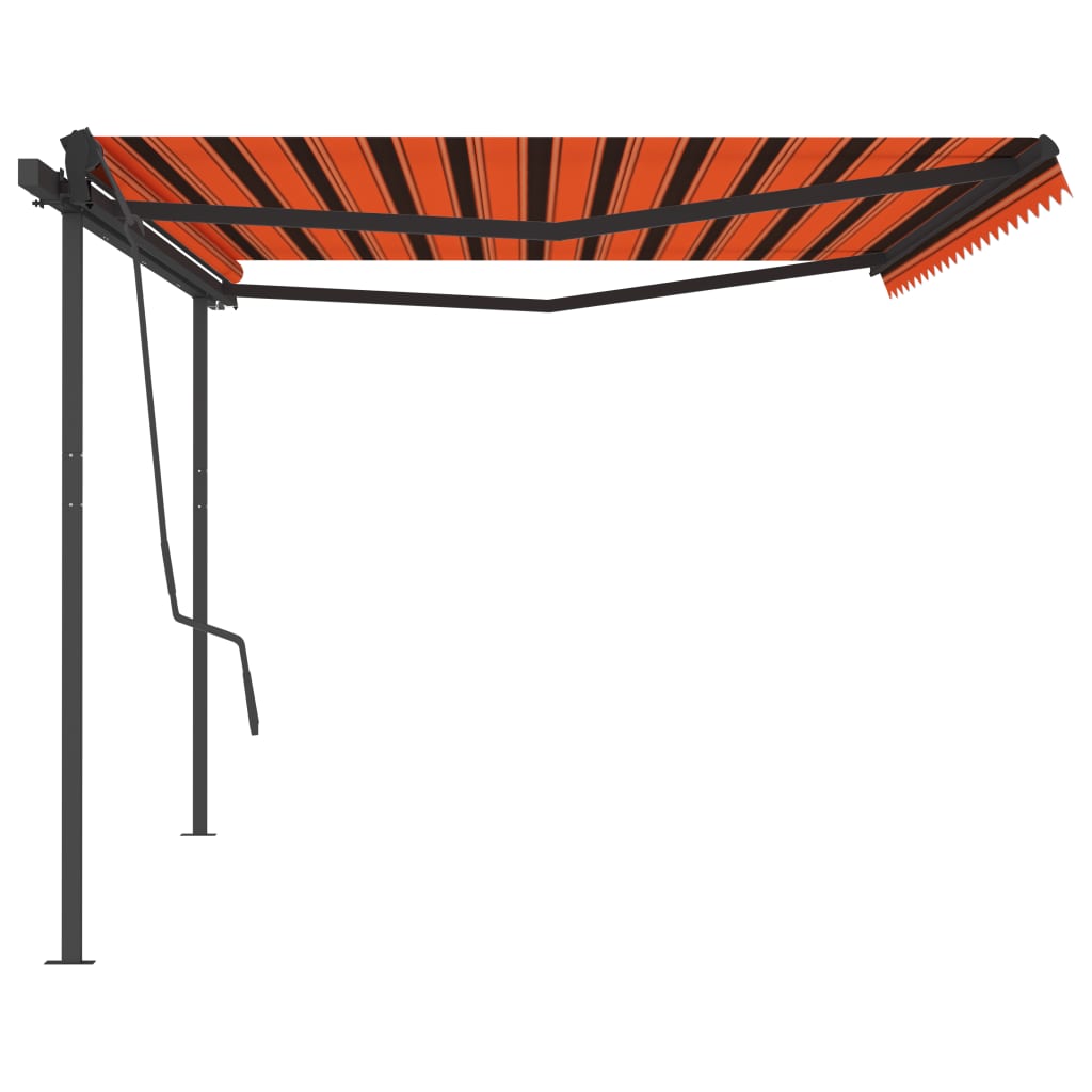 Gelenkarmmarkise Automatisch mit Pfosten 5x3,5 m Orange Braun
