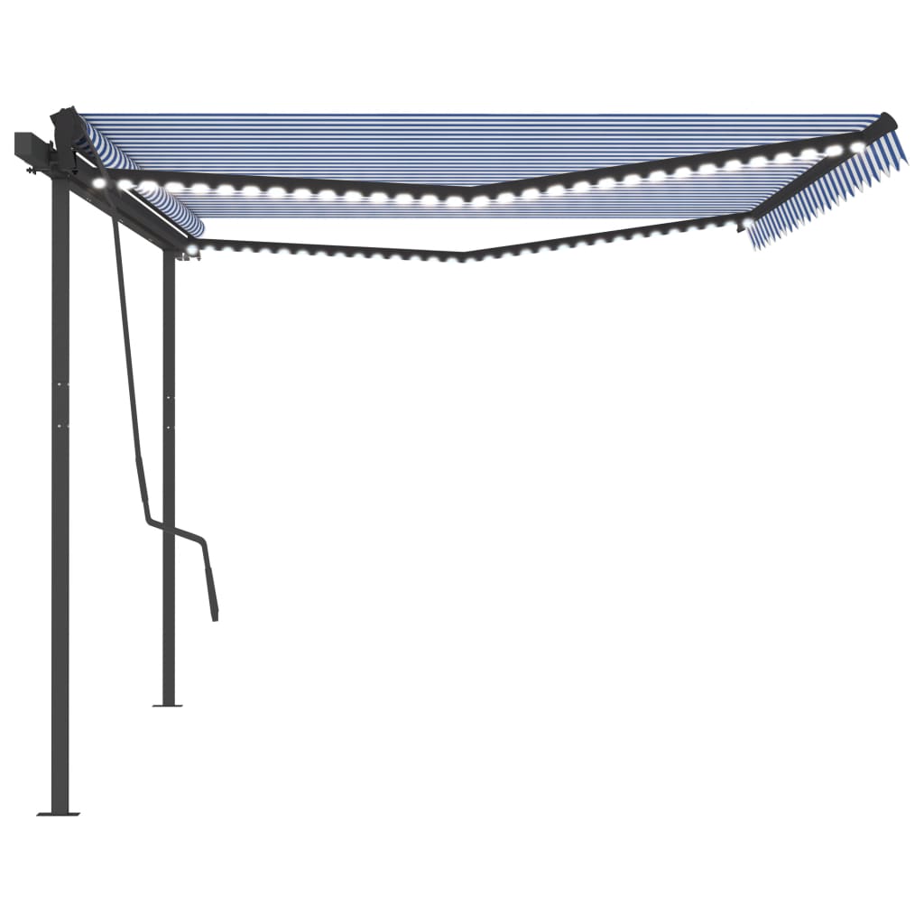 Automatische Markise mit LED & Windsensor 5x3,5 m Blau & Weiß