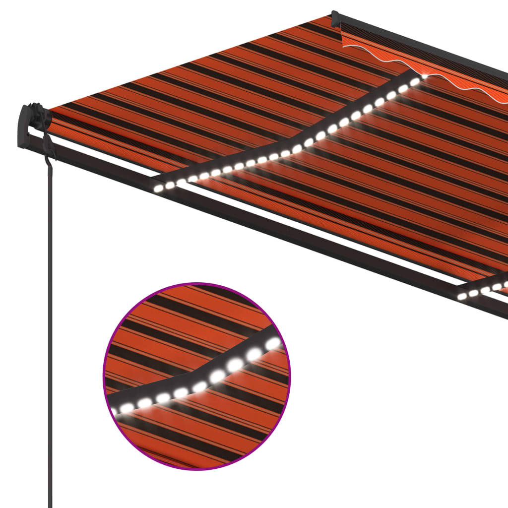 Automatische Markise mit LED & Windsensor 5x3,5 m Orange Braun