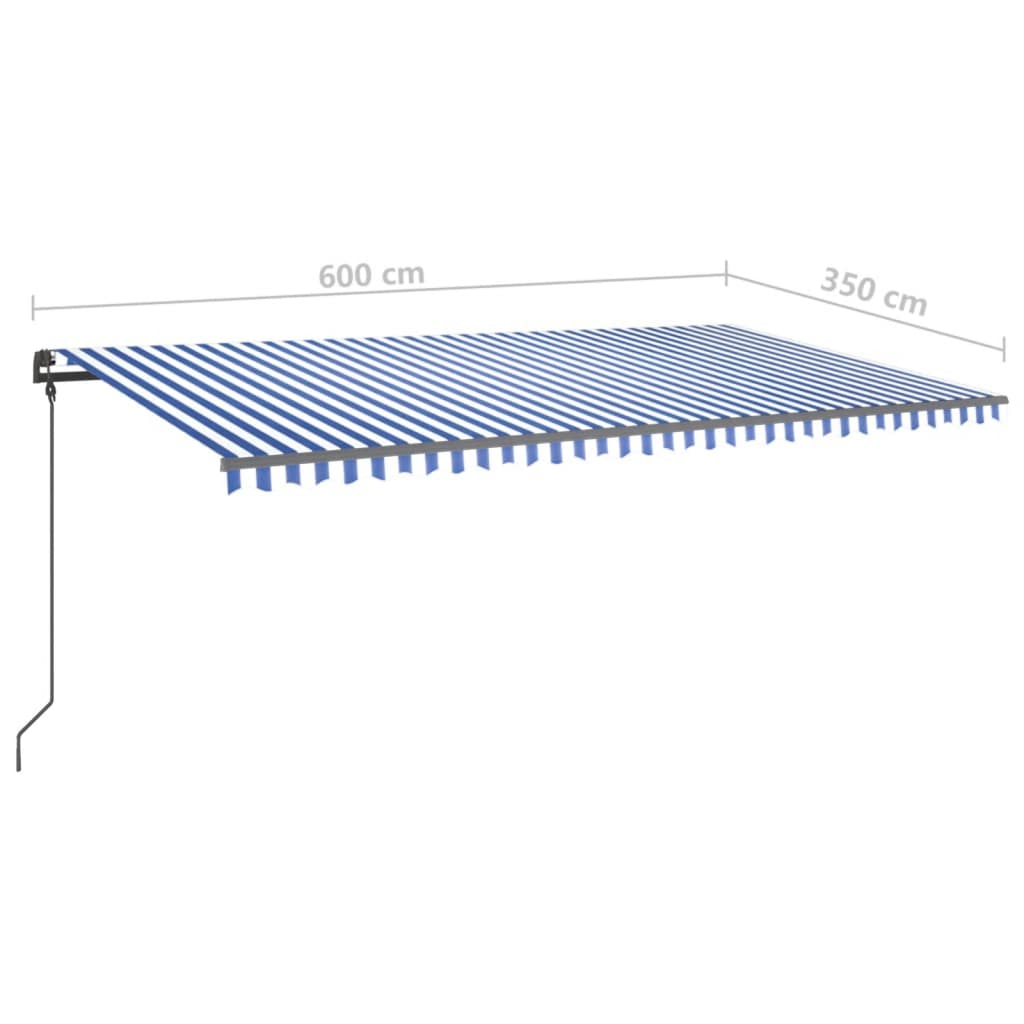 Gelenkarmmarkise Automatisch mit Pfosten 5x3,5 m Blau & Weiß