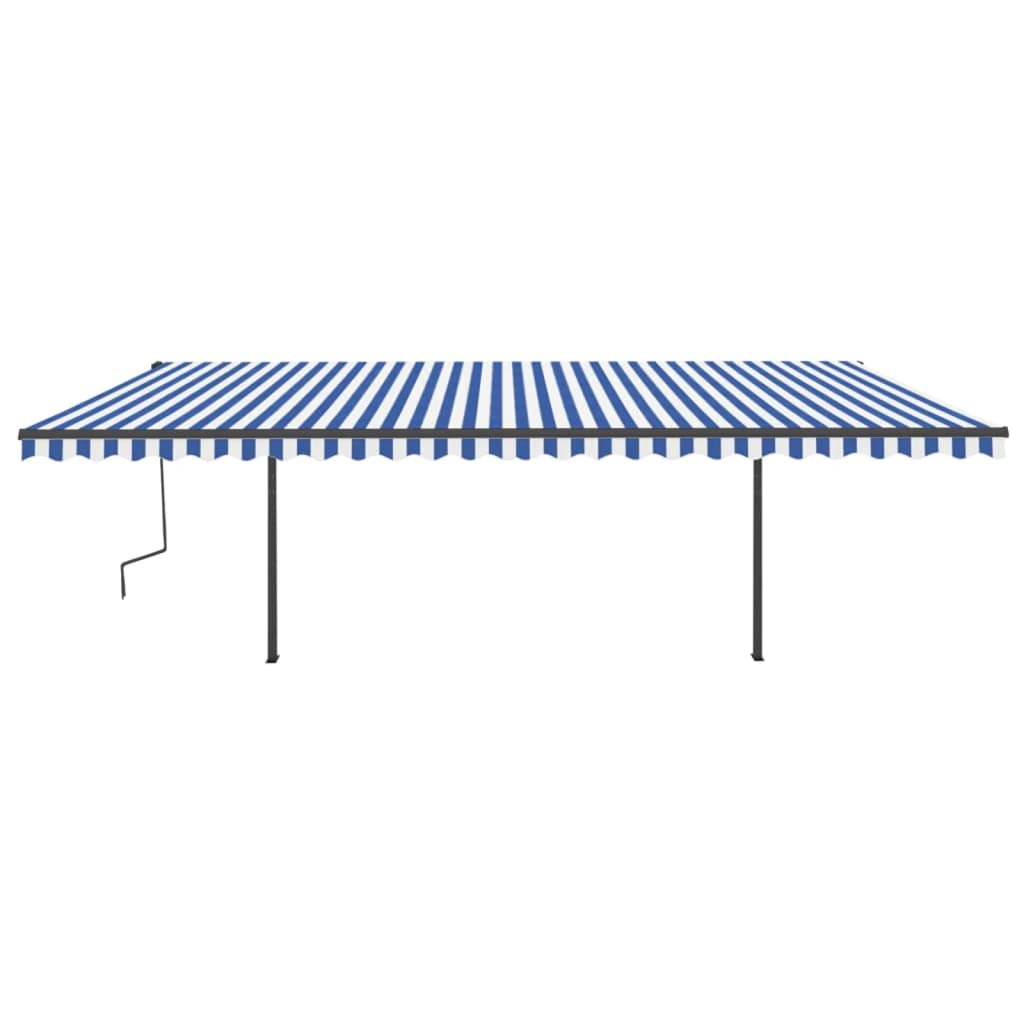 Gelenkarmmarkise Automatisch mit Pfosten 5x3,5 m Blau & Weiß