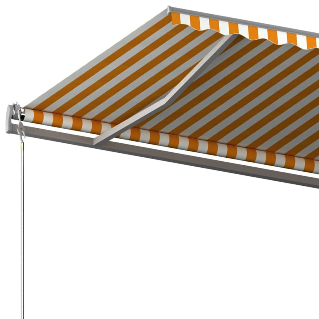 Gelenkarmmarkise Automatisch mit Pfosten 6x3,5 m Gelb und Weiß