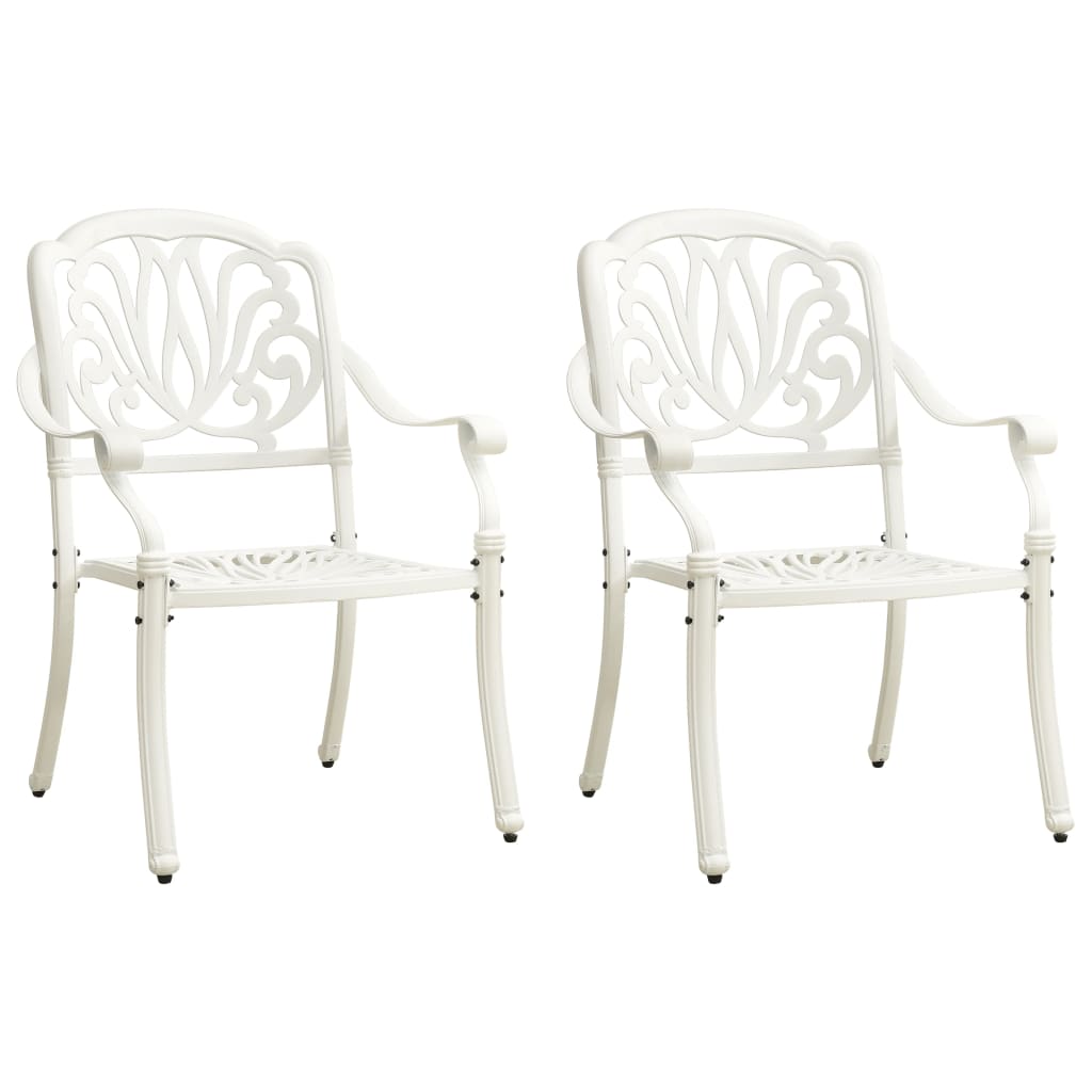 3-tlg. Bistro-Set Aluminiumguss Weiß