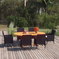 Thumbnail for 7-tlg. Garten-Essgruppe Poly Rattan Schwarz