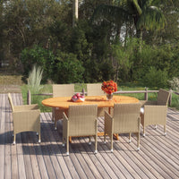 Thumbnail for 7-tlg. Garten-Essgruppe Poly Rattan Beige