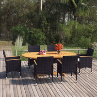 Thumbnail for 7-tlg. Garten-Essgruppe Poly Rattan Schwarz