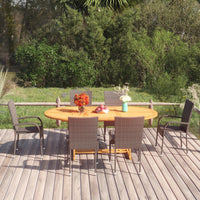 Thumbnail for 7-tlg. Garten-Essgruppe Poly Rattan Braun