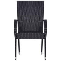 Thumbnail for 7-tlg. Garten-Essgruppe Poly Rattan Schwarz