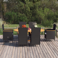 Thumbnail for 7-tlg. Garten-Essgruppe Poly Rattan Schwarz