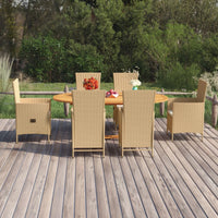 Thumbnail for 7-tlg. Garten-Essgruppe Poly Rattan Beige